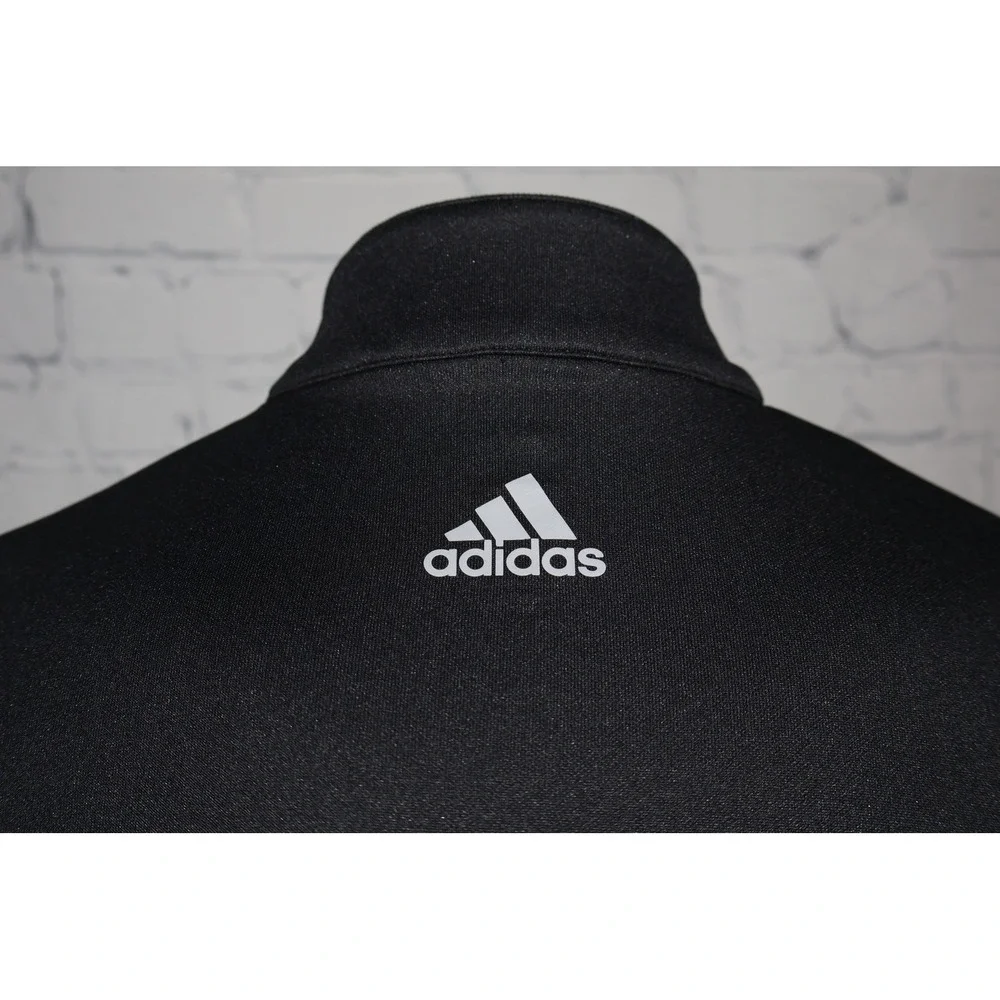 Adidas Golf 1/4Zip Pullover Shirt Mens Small Black Reflective Stripes Mock Neck